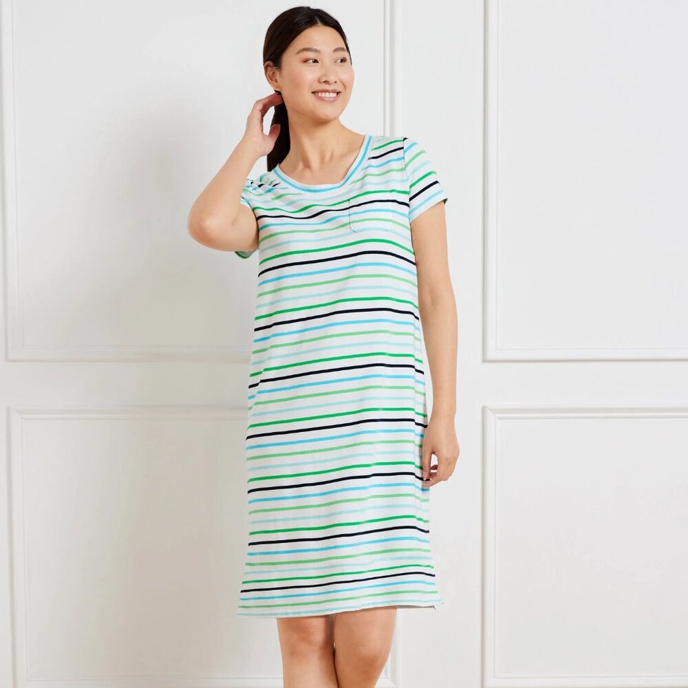 New Short Sleeve Cotton Dress Multi Stripe XL